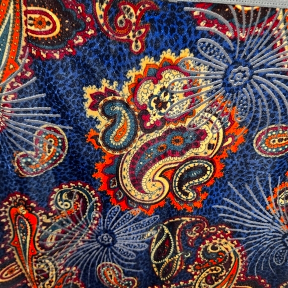 Motto skirt crushed velvet paisley colourful rich navy blue pencil size 10/12 - Picture 3 of 8